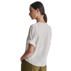 Macy's Women's Puff-Sleeve Pleated Blouse-Lvory