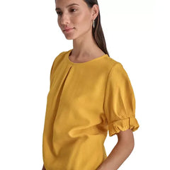Macy's Women's Puff-Sleeve Pleated Blouse-Goldenrod