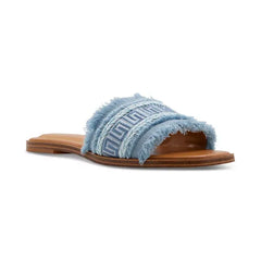 ALDO Womens Nalani Fringe Slide Sandals, Stylish Slip On Sandals, Blue Woven Milti, Size 6.5M