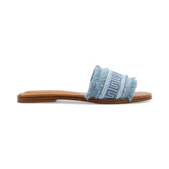 ALDO Womens Nalani Fringe Slide Sandals, Stylish Slip On Sandals, Blue Woven Milti, Size 6.5M