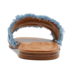 ALDO Womens Nalani Fringe Slide Sandals, Stylish Slip On Sandals, Blue Woven Milti, Size 6.5M