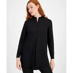 Anne Klein Women's Split Neck Long Sleeve Nehru Tunic, Elegant and Versatile Top