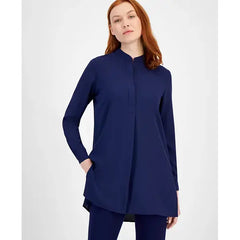 Anne Klein Women's Split Neck Long Sleeve Nehru Tunic, Elegant and Versatile Top