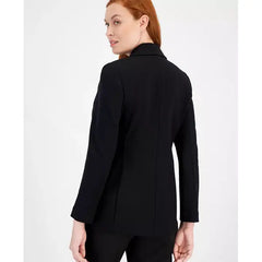 Anne Klein Women's Compression Notched Collar, Blazer Stylish and Slimming Outerwear, Anne Black