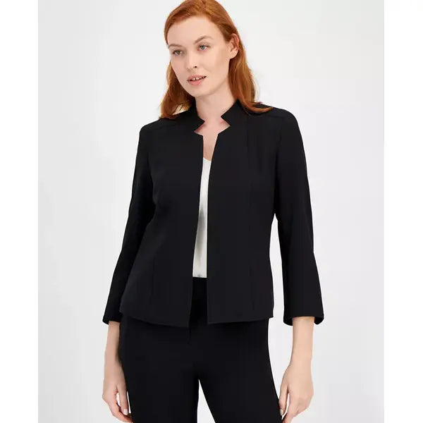 Star-Collar Open-Front Blazer ,Created by Macy's-Black