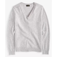 Macy's 100% Cashmere Women's V-Neck Long-Sleeve Sweater, Created for Macy's-Ice gray heather