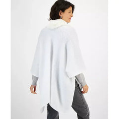 Women's Faux-Fur-Collar Topper Wrap, Created for Macy's-Ivory