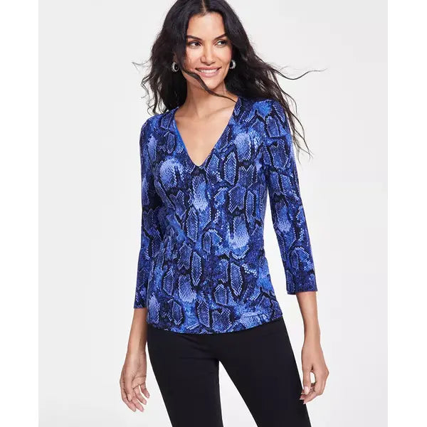 Women's Printed Ribbed Top, Created for Macy's-Veera snake