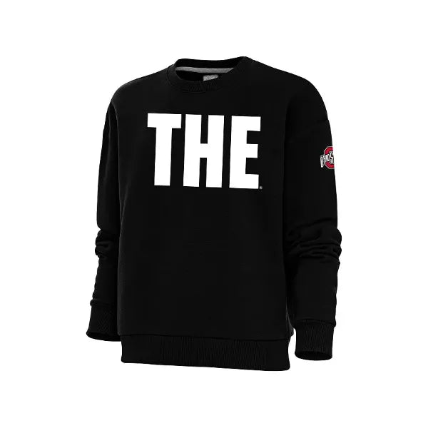 Antigua Women's Black Ohio State Buckeyes Victory THE Crewneck Pullover Sweatshirt