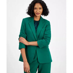Women's Textured Crepe One-Button Blazer, Created for Macy's-Green