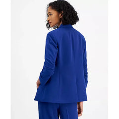 Women's Textured Crepe One-Button Blazer, Created for Macy's-Dark cobalt