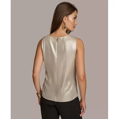 Macy's Donna Karan Women's Sleeveless Metallic Blouse-Silver