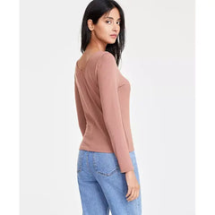 Women's Long-Sleeve Rib Double V-Neck Top, Created for Macy's-Myrestica