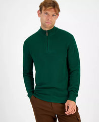 Men's Quarter-Zip Textured Cotton Sweater, Created for Macy's