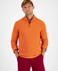 Men's Quarter-Zip Textured Cotton Sweater, Created for Macy's
