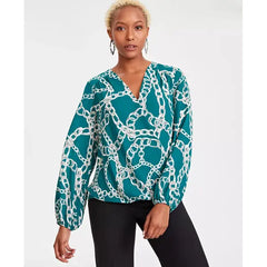 Macy's Women's Printed Surplice Top, XS-3X, Created for Macy's-Kari chain