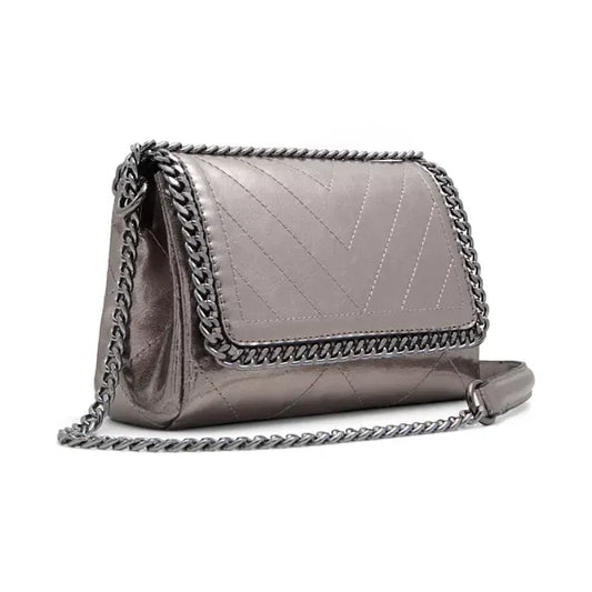 ALDO Kayley Synthetic Small Shoulder Bag, Stylish Compact Purse, Pewter