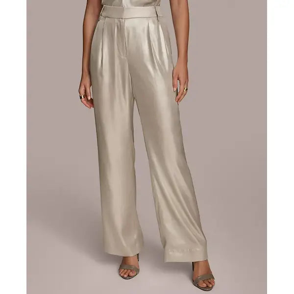 Donna Karan Women's Metallic Wide-Leg Pants, Created by Macy's-Silver