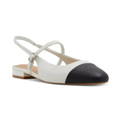 ALDO Womens Sadey Cap Toe Slingback Flats, Elegant and Comfortable Flats, White/Black Multi , Size 6M