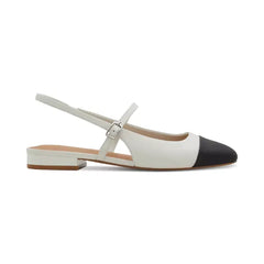 ALDO Womens Sadey Cap Toe Slingback Flats, Elegant and Comfortable Flats, White/Black Multi , Size 6M