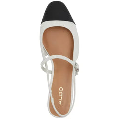 ALDO Womens Sadey Cap Toe Slingback Flats, Elegant and Comfortable Flats, White/Black Multi , Size 6M