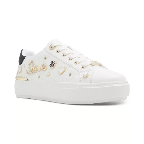 ALDO Womens Visuetti Lace Up Platform Novelty Sneakers, White Quilted , Size 11M