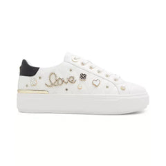 ALDO Womens Visuetti Lace Up Platform Novelty Sneakers, White Quilted , Size 11M