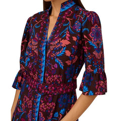 Adrianna Papell Womens 3/4 Sleeve Belted Fit and Flare Dress, Flattering Style for Special Occasions, Brn Multi