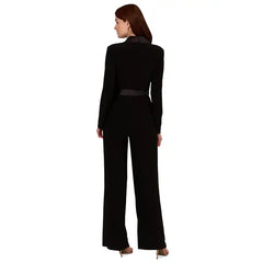 Adrianna Papell Women's Long Sleeve Tuxedo Jumpsuit for Sleek and Stylish Evening Wear, Black