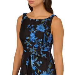Adrianna Papell Women's Embroidered Mesh Overlay Jumpsuit for Stylish Occasions, Blue Multi