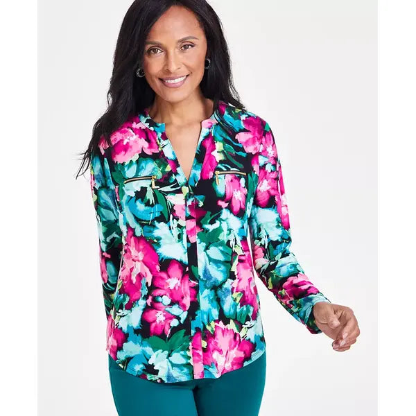 Women's Print Zip-Pocket Top, Created for Macy's-Ailee combo A