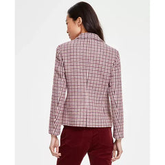 Houndstooth Faux-Double Breast Jacket,Created by Macy's-Bordeaux Multi