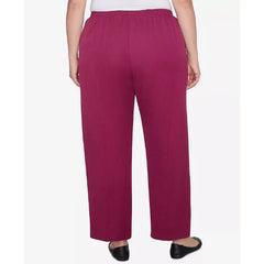 Alfred Dunner Plus Size Wine Country Classic Faux Suede Slant Pocket Short Length Pant, Wine, Size 22WS