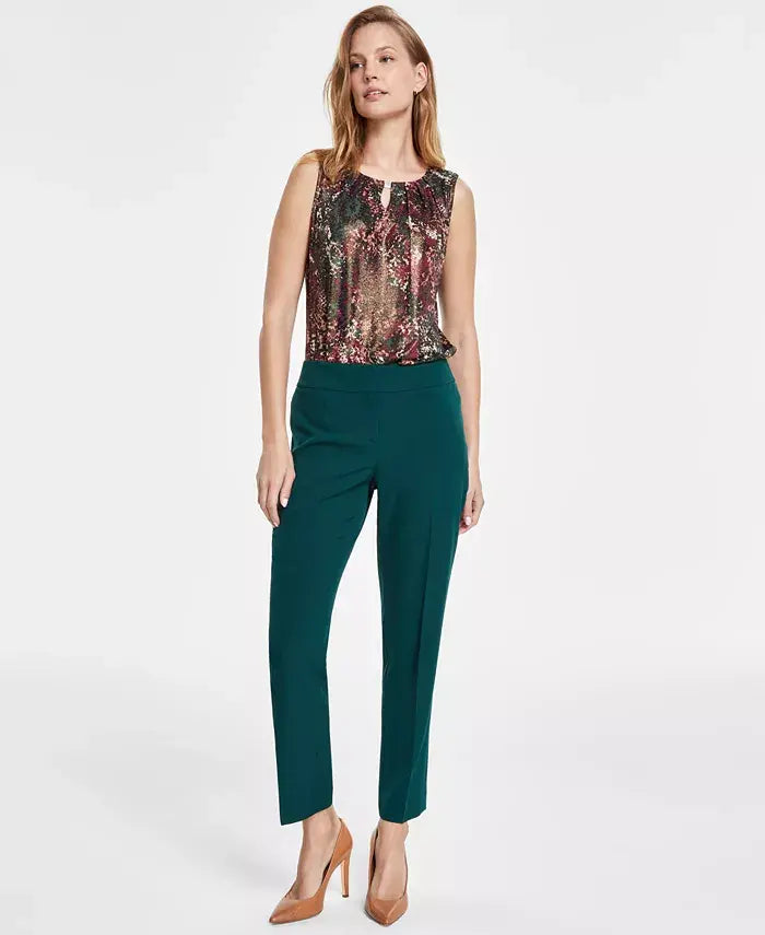 Women's Stretch-Crepe Straight-Leg Pants, Regular & Petite Sizes,Created by Macy's-Evergreen