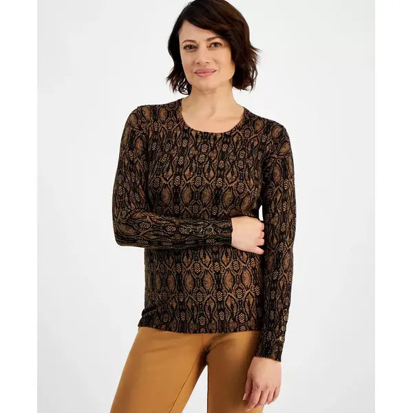 Petite Trina Python-Print Sweater, Created for Macy's-Canyon Trail Combo