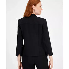 Star-Collar Open-Front Blazer ,Created by Macy's-Black