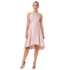 Adrianna Papell Beaded Neck Mikado Dress for Elegant and Timeless Evening Style