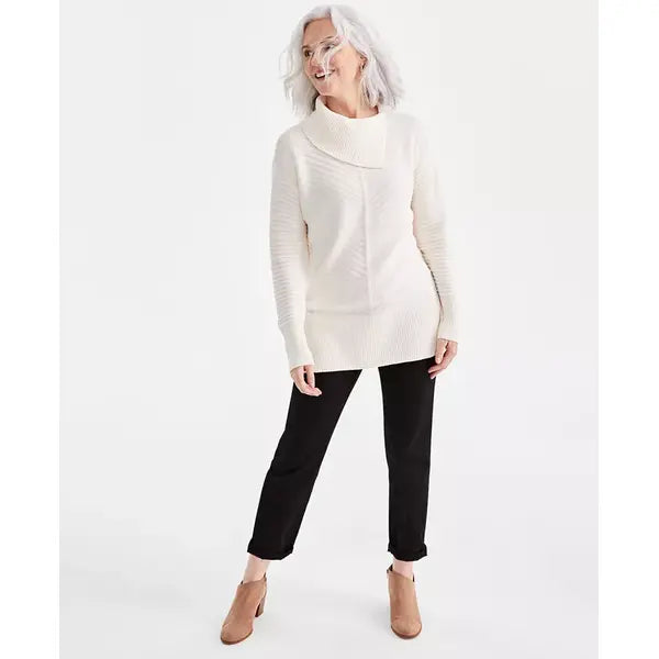 Women's Envelope-Neck Tunic Sweater, Created for Macy's-Eggnog
