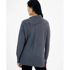Women's Envelope-Neck Tunic Sweater, Created for Macy's-Charcoal heather