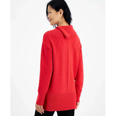 Women's Envelope-Neck Tunic Sweater, Created for Macy's-Tango red