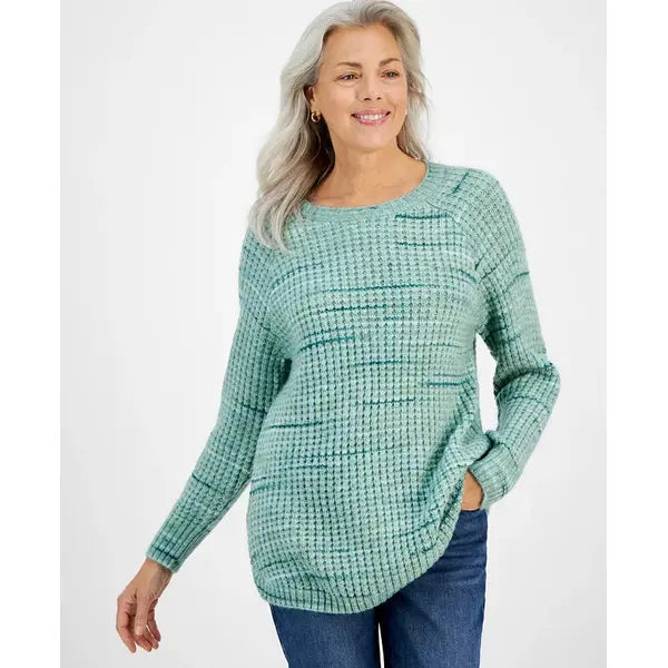 Women's Waffle Space-Dye Sweater, Created for Macy's-Thyme