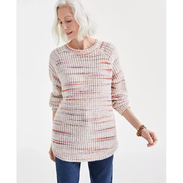 Women's Waffle Space-Dye Sweater, Created for Macy's-Natural