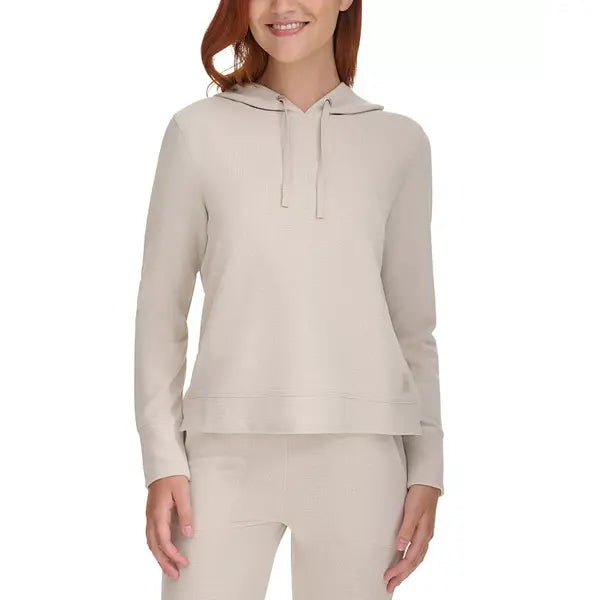 Macy's Performance Women's Waffle-Knit Pullover Hoodie-Chalk