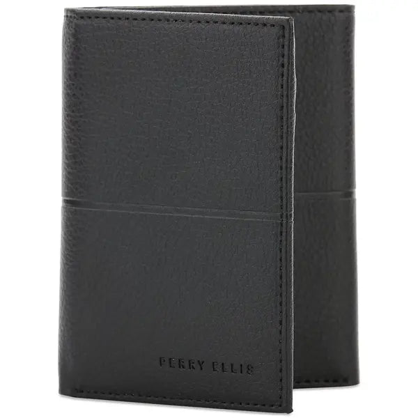 Perry Ellis Portfolio Men's Slim Faux-Leather Trifold Wallet
