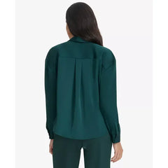 Macy's Women's Faux-Wrap Collared Shirt-Malachite
