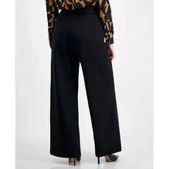 INC Petite High-Rise Wide-Leg Ponte Pants, Created for Macy's-Deep black