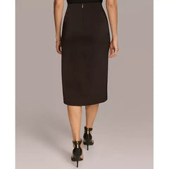Women's Faux-Wrap Satin Skirt,Created by Macy's-Black
