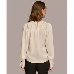 Macy's Women's Chain-Hardware Long-Sleeve Blouse-Lvory