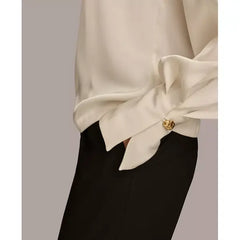 Macy's Women's Chain-Hardware Long-Sleeve Blouse-Lvory