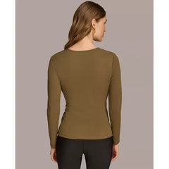 Macy's Women's Long-Sleeve Faux-Wrap Top-Beech